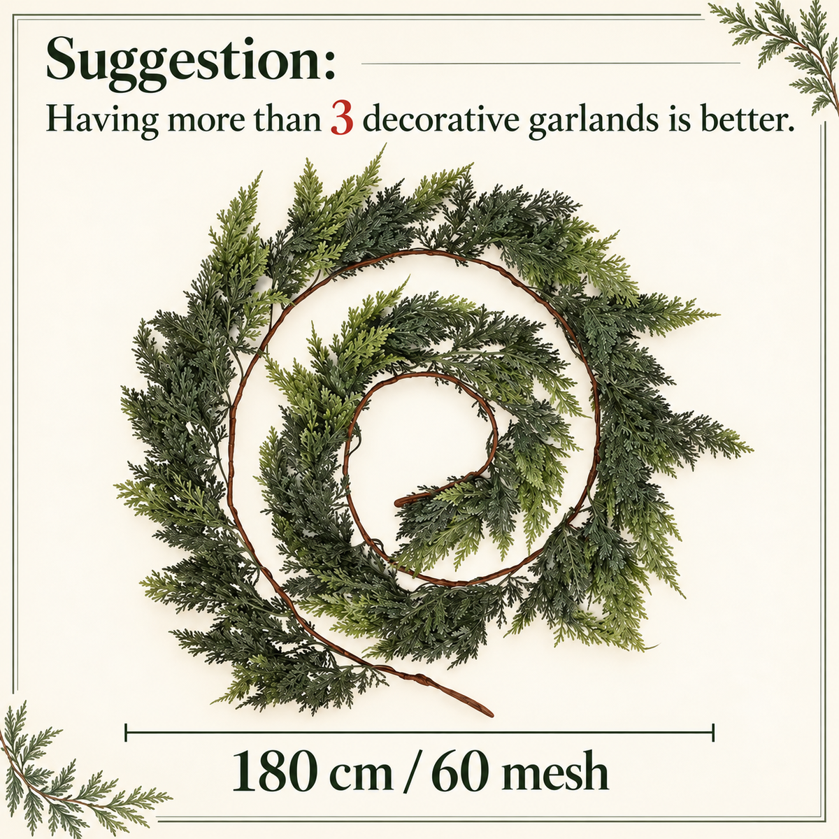 Real-Touch Artificial Cedar & Pine Garland with Pine Cones – Christmas Greenery Décor