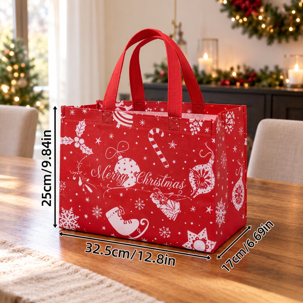 Reusable Christmas Gift Bags with Handles – Assorted Holiday Designs