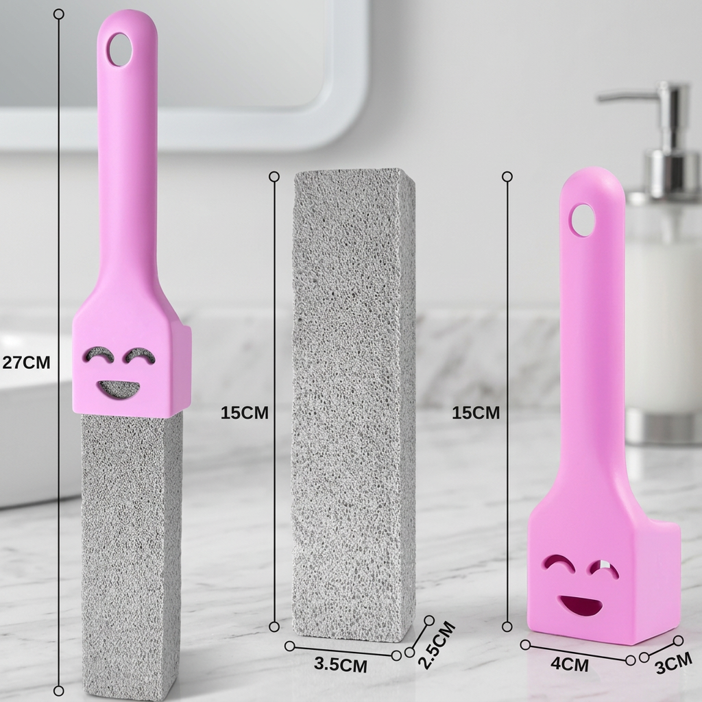 Extra-Long Handle Pumice Stone Toilet Cleaner for Limescale & Stubborn Stains