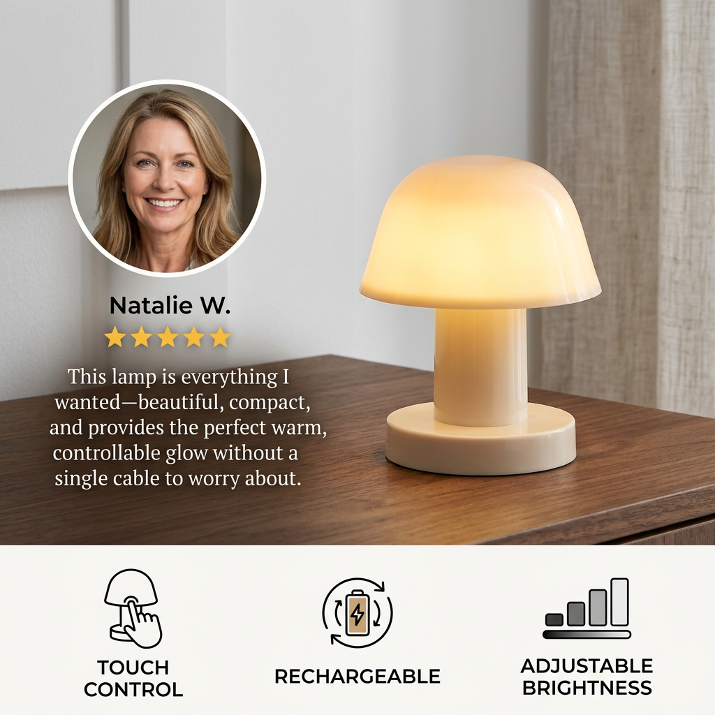 Mini Rechargeable LED Mushroom Table Lamp with Touch Control