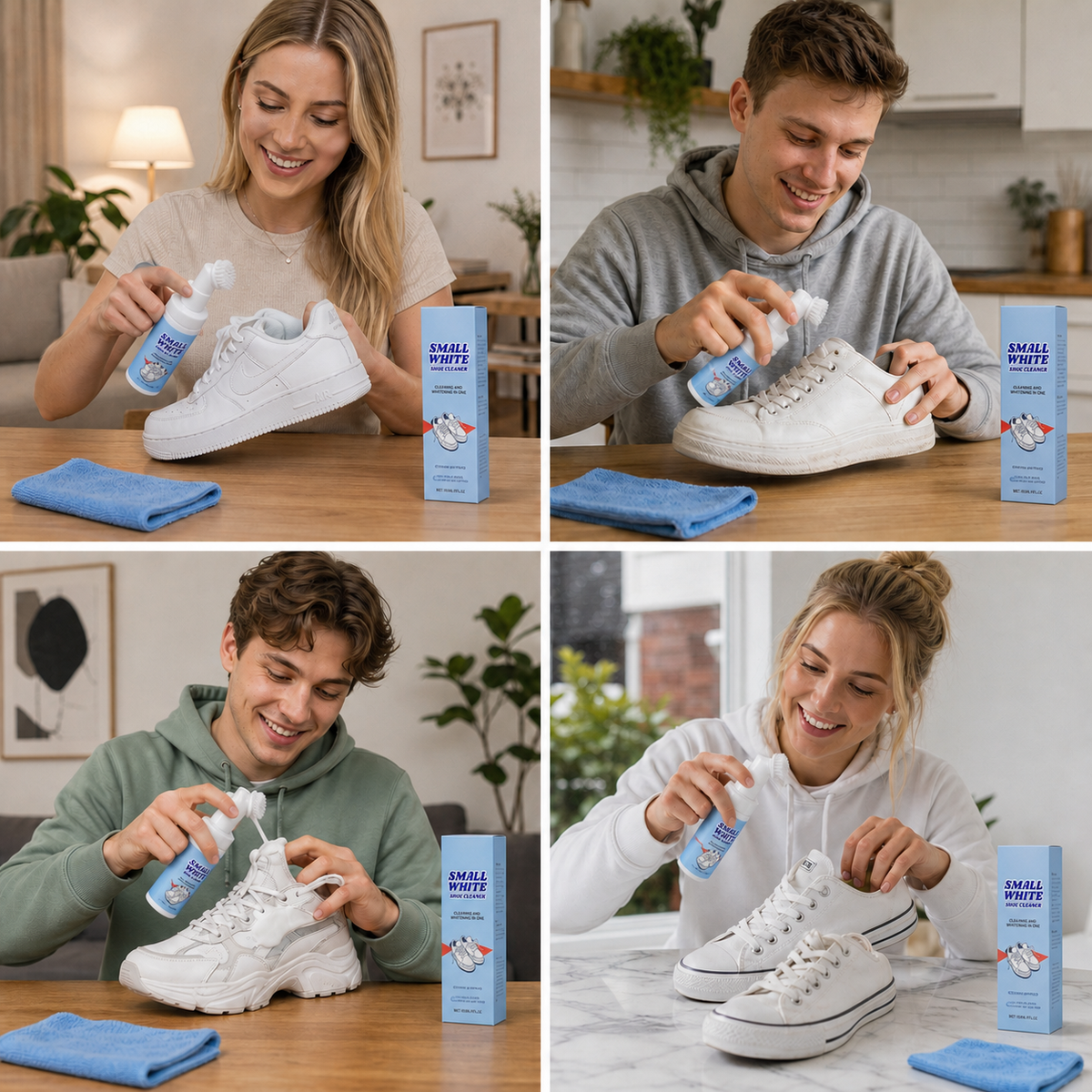 Waterless Sneaker & Shoe Cleaning Kit with Foam Cleaner, Brush & Cloth