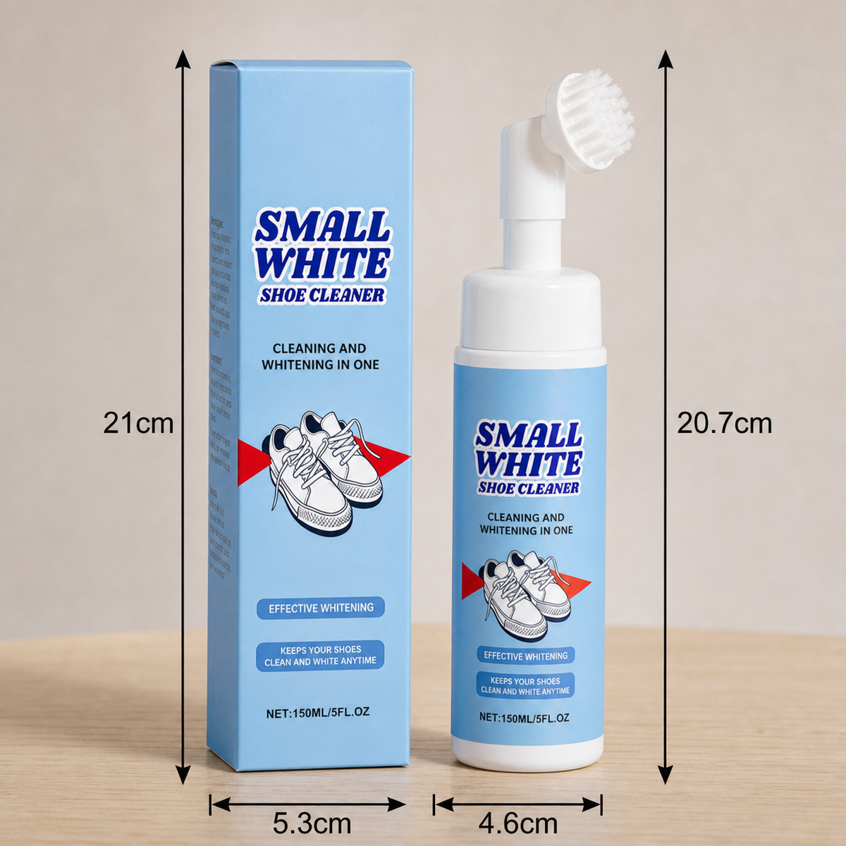 Waterless Sneaker & Shoe Cleaning Kit with Foam Cleaner, Brush & Cloth