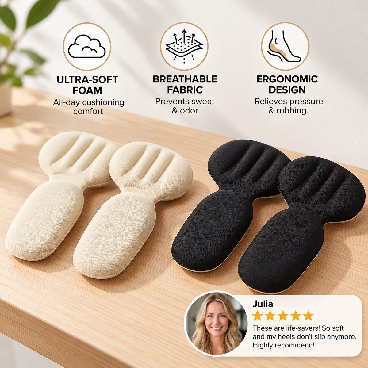 Soft & Breathable Double-Layer Foam Heel Cushions