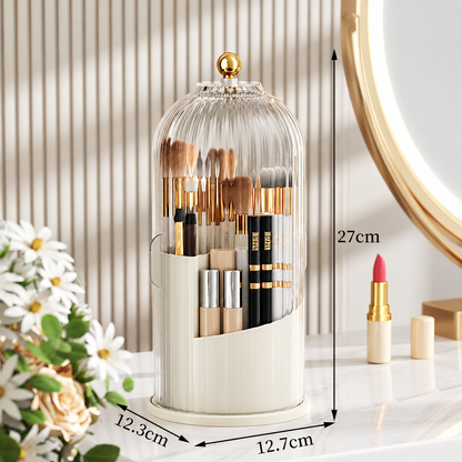 Rotating Toothbrush & Bathroom Essentials Organizer with Dustproof Clear Cover