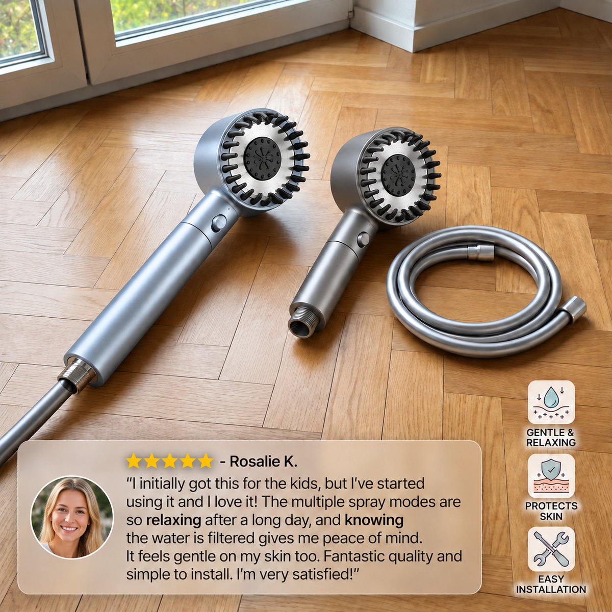 Filtered Shower Head with Multiple Spray Modes & On/Off Switch