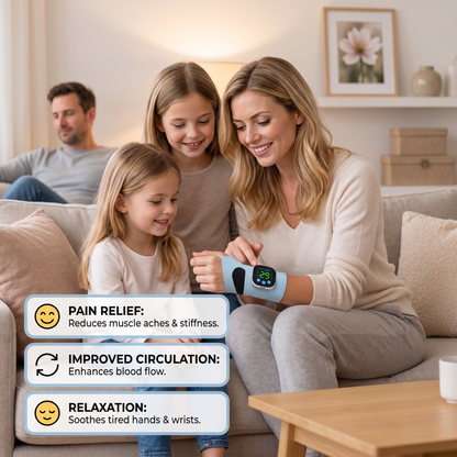 EMS Hand & Wrist Massager with 10 Modes for Pain Relief