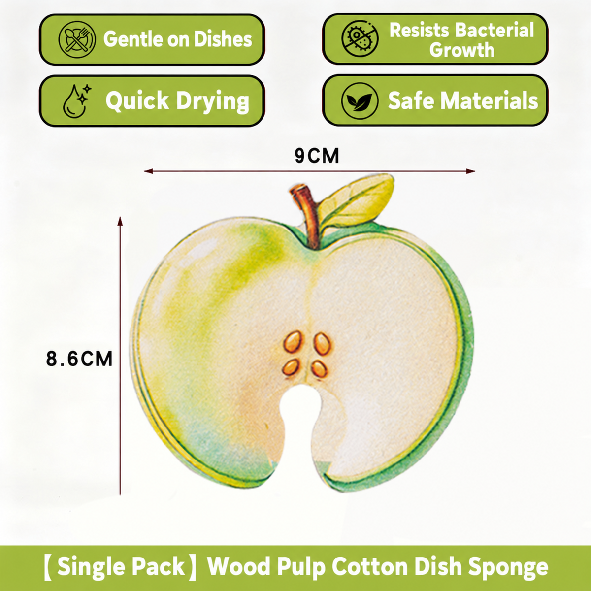 Fruit-Shaped Pop-Up Cellulose Sponges – 3-Pack of Plant-Based, Non-Scratch Kitchen Sponges