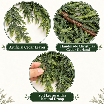 Real-Touch Artificial Cedar & Pine Garland with Pine Cones – Christmas Greenery Décor