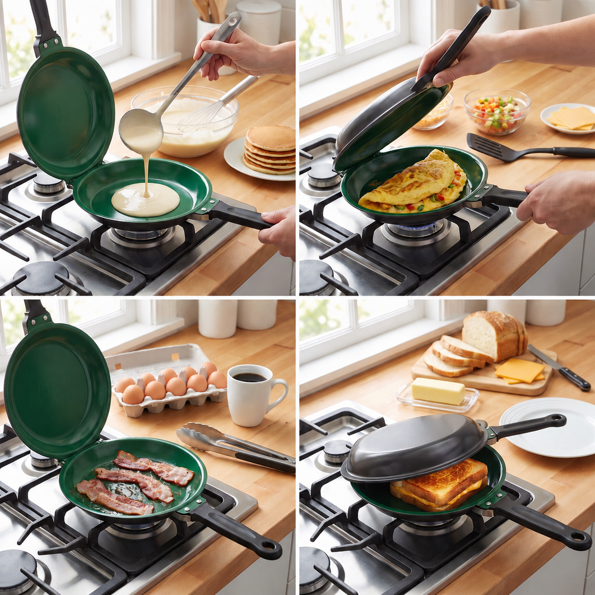 Double-Sided Non-Stick Frying Pan – Flip Pan for Pancakes, Omelets & Bacon