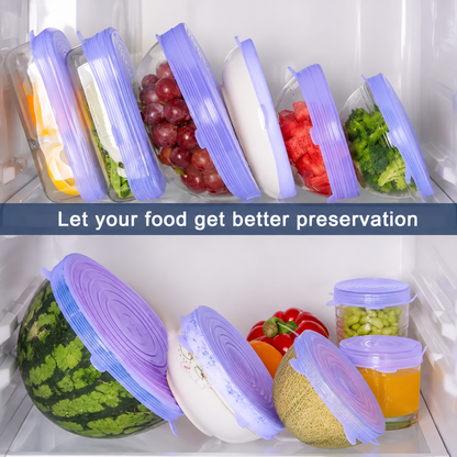 6-Piece Silicone Stretch Lid Set – Reusable BPA-Free Food Covers
