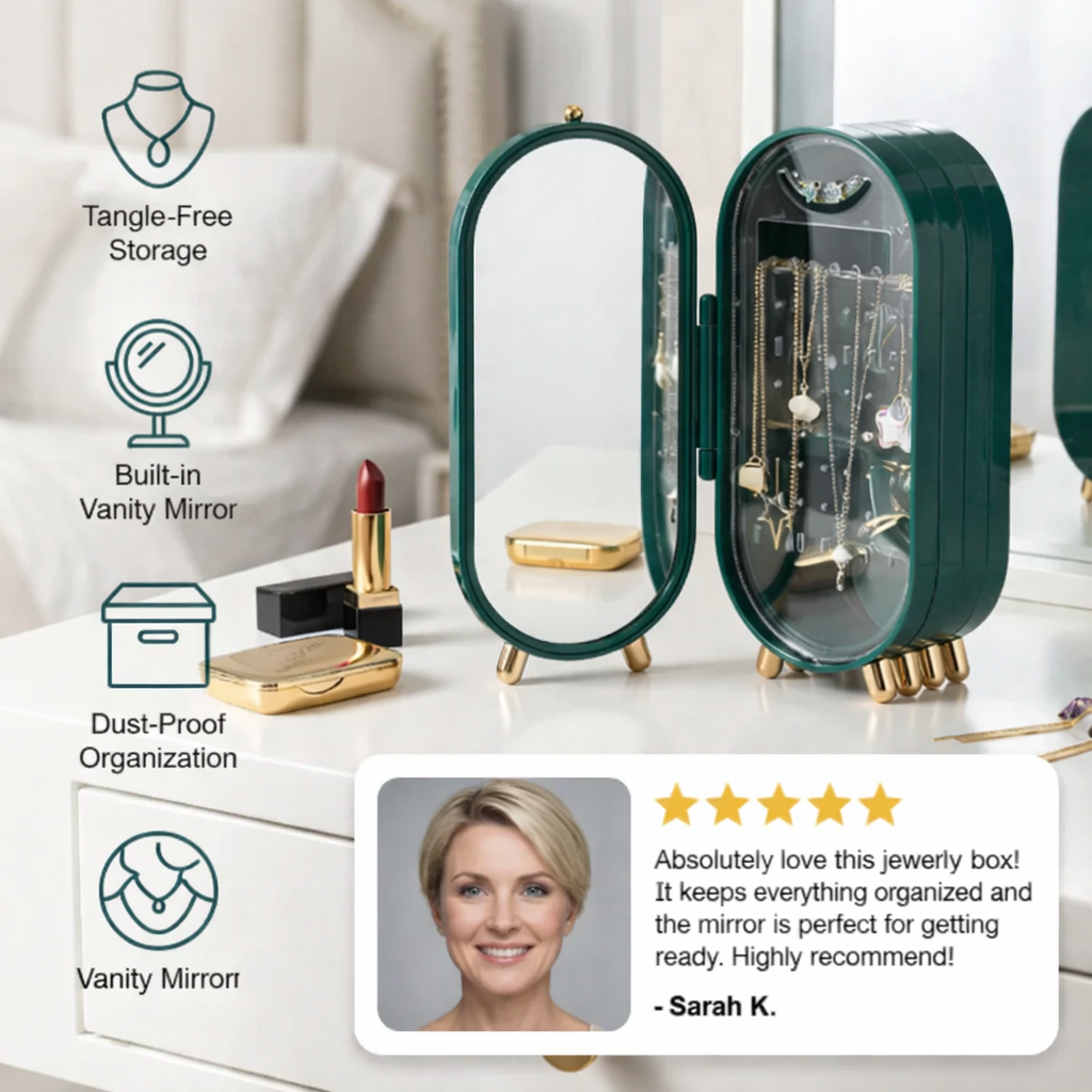 Elegant Jewelry Storage Box With Mirror