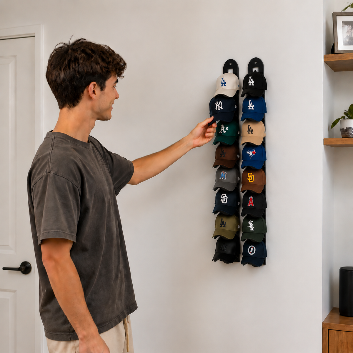 Wall-Mounted Hat Organizer – Holds Up to 20 Caps