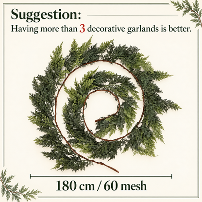 Real-Touch Artificial Cedar & Pine Garland with Pine Cones – Christmas Greenery Décor