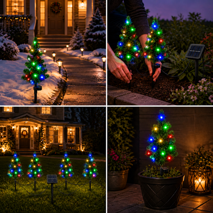Solar Christmas Tree Stake Lights with Multicolor LEDs