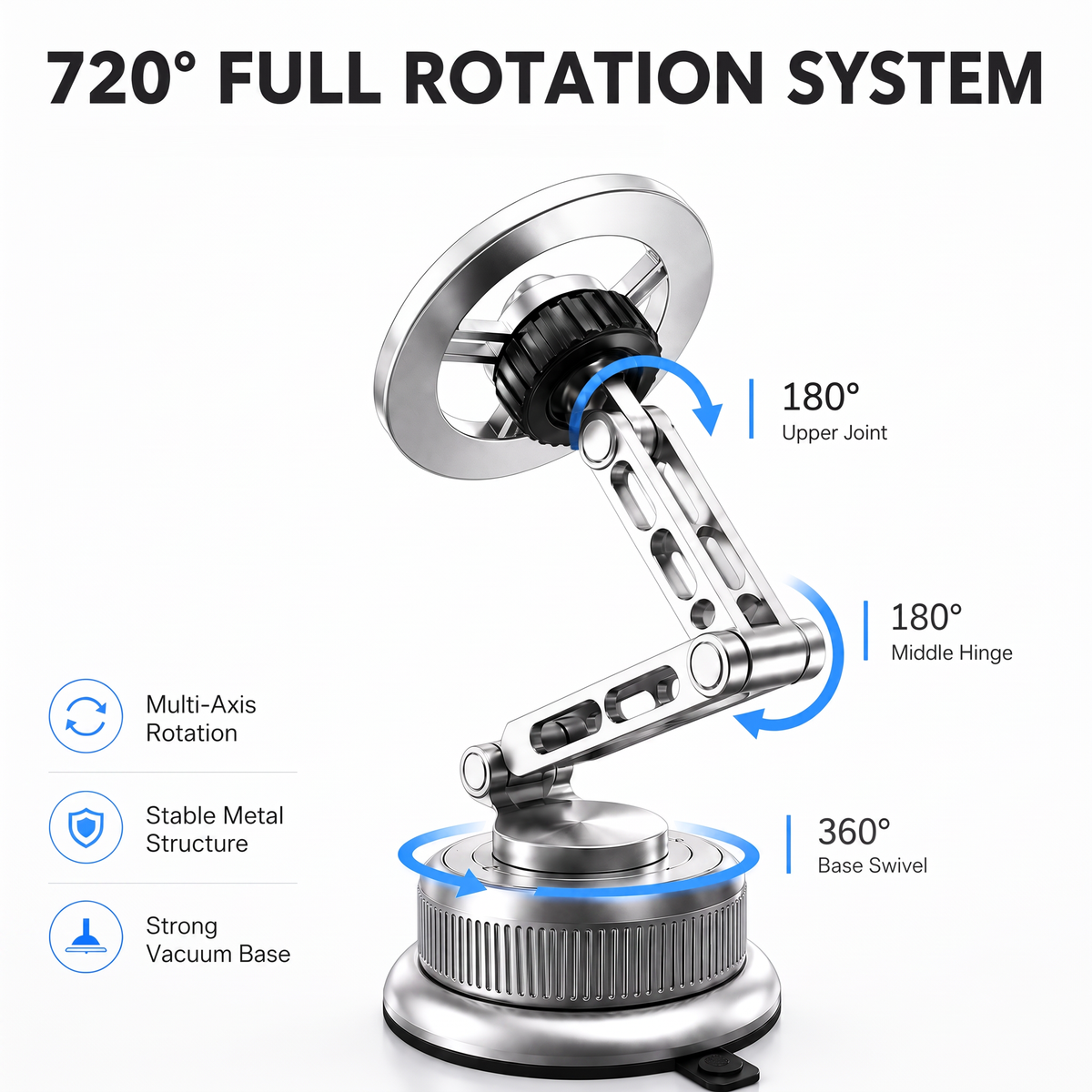 Ultra-Strong Suction Durable Full-Metal Magnetic Car Phone Mount