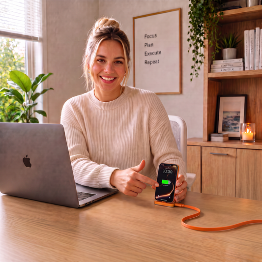 2-in-1 Durable & Foldable Phone Stand with Detachable USB-C Charging Cable