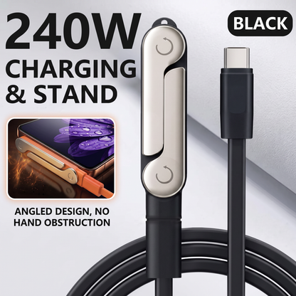 2-in-1 Durable & Foldable Phone Stand with Detachable USB-C Charging Cable