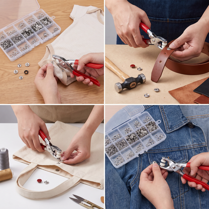 Stainless Steel Snap Fastener Tool Kit – Metal Button Repair Set for Clothing, Leather & Crafts