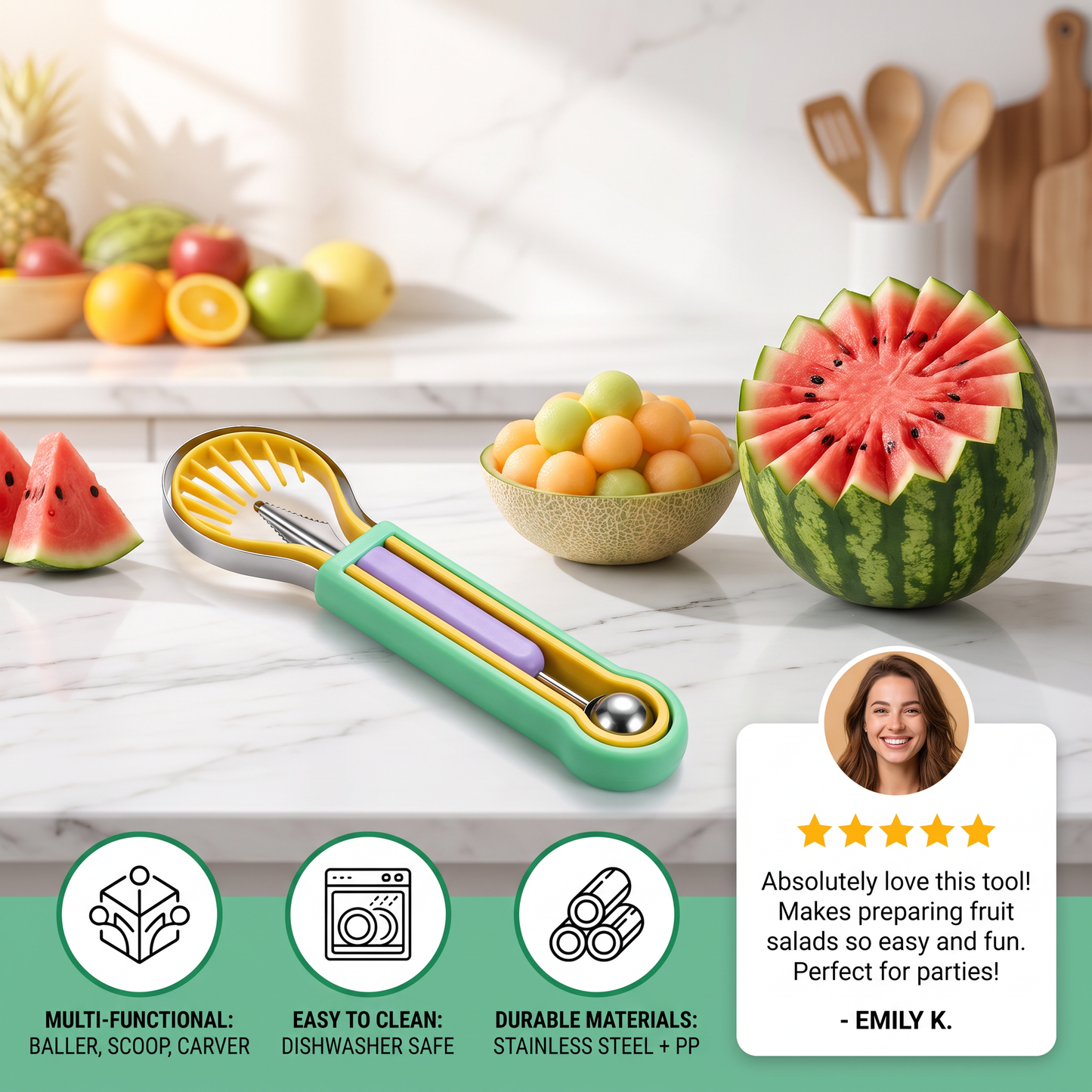 3-in-1 Fruit Carving & Baller Tool Set