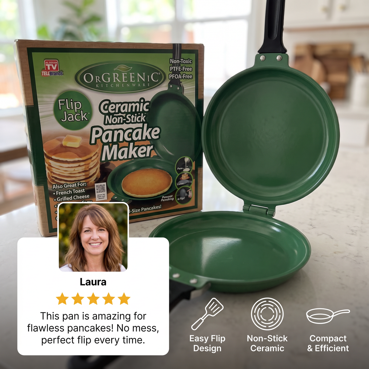 Double-Sided Non-Stick Frying Pan – Flip Pan for Pancakes, Omelets & Bacon
