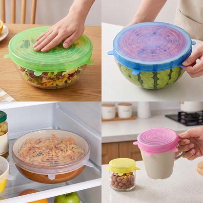 6-Piece Silicone Stretch Lid Set – Reusable BPA-Free Food Covers