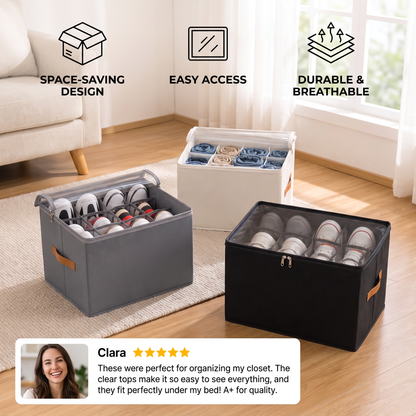 Collapsible Shoe Organizer with Easy-Access Design for Wardrobe Storage