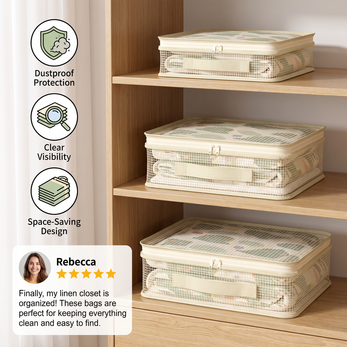 Transparent Bedding Storage Bag – Dustproof Wardrobe Organizer for Sheets & Duvet Covers