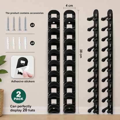 Wall-Mounted Hat Organizer – Holds Up to 20 Caps