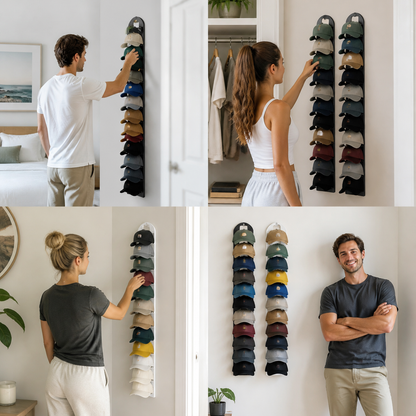 Wall-Mounted Hat Organizer – Holds Up to 20 Caps