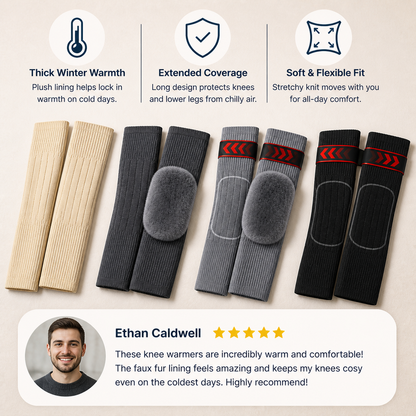 Universal Long Knee Warmers with Thick Faux Fur Lining for Winter