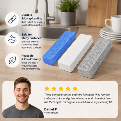 Reusable Pumice Scouring Pads for Tough Household & Kitchen Cleaning