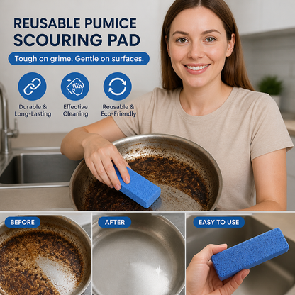 Reusable Pumice Scouring Pads for Tough Household & Kitchen Cleaning