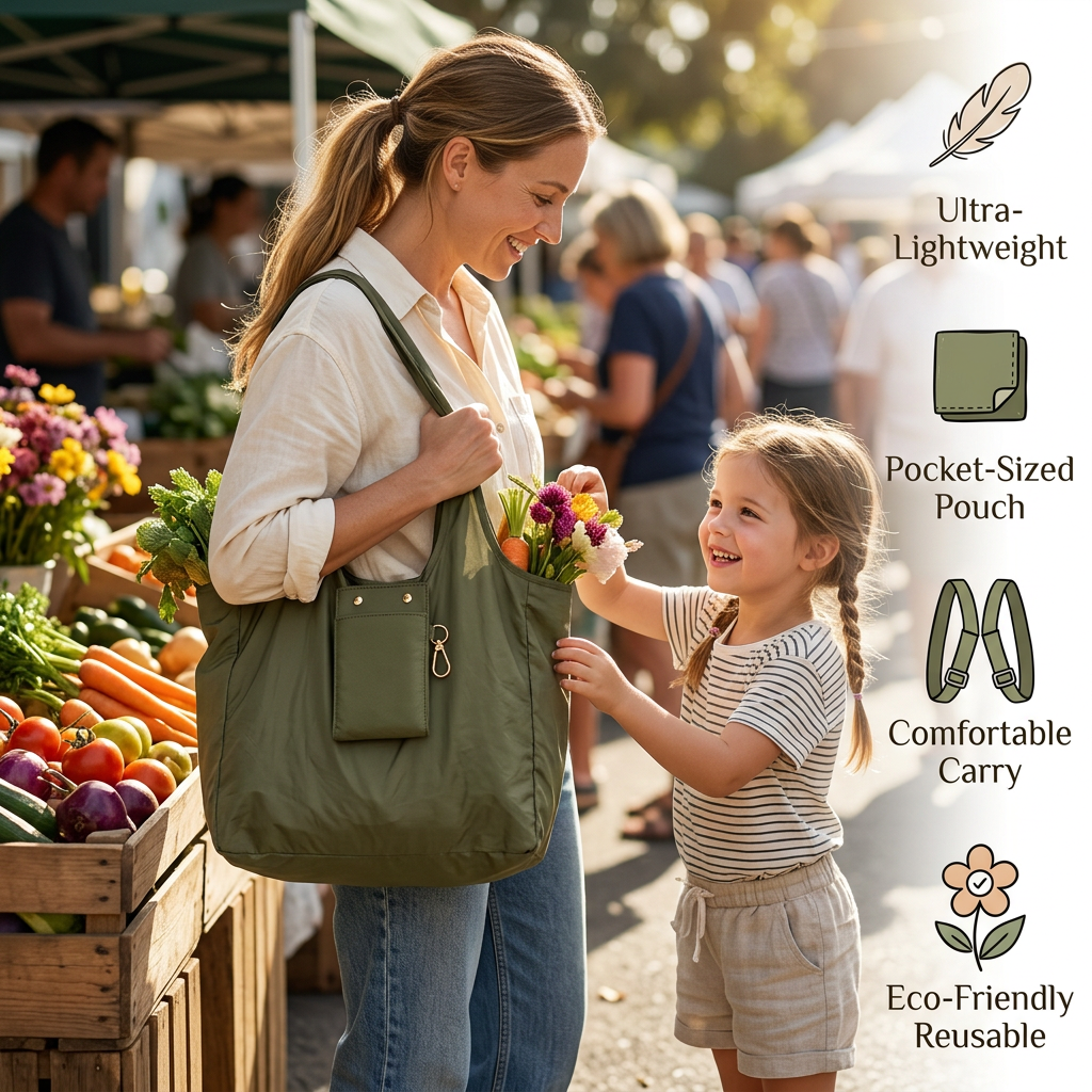 Foldable Keychain Shopping Tote Bag