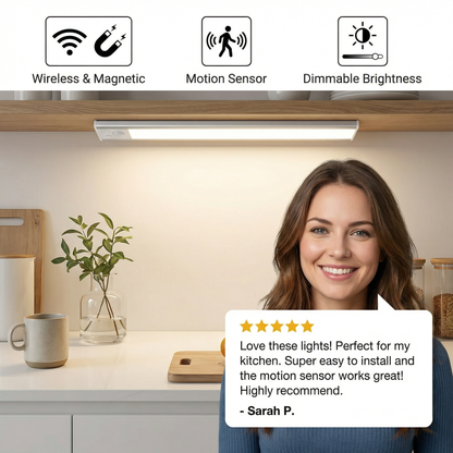 Wireless LED Under-Cabinet Light with Motion Sensor – Magnetic & Dimmable
