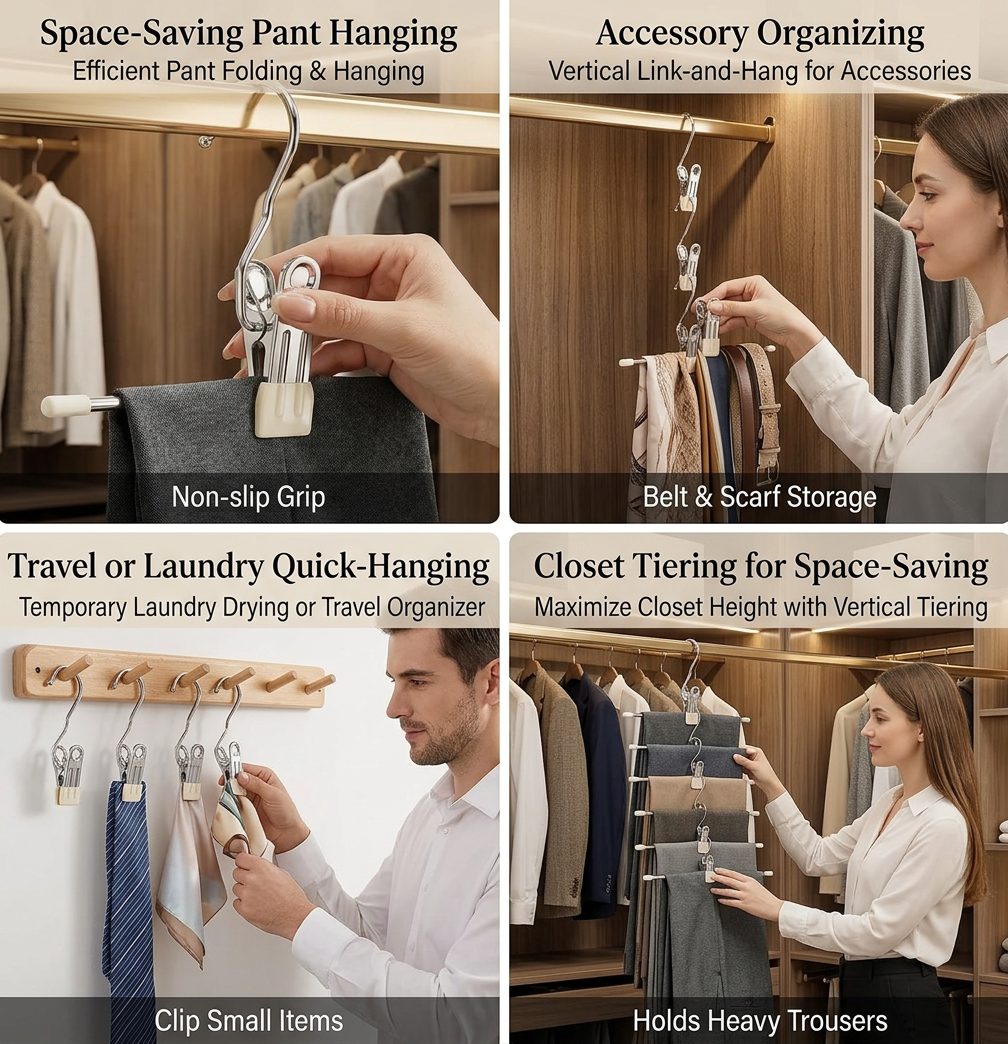 Multifunctional Pants Hangers – Space-Saving Clothing Clips