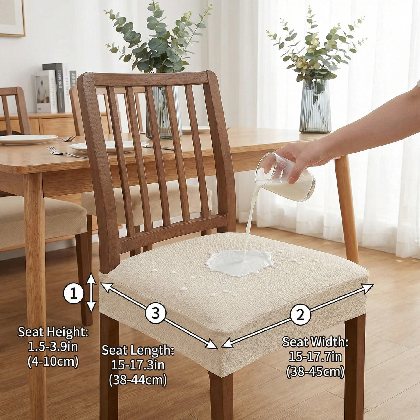 Waterproof Jacquard Chair Cushion Cover – Non-Slip & Easy Care