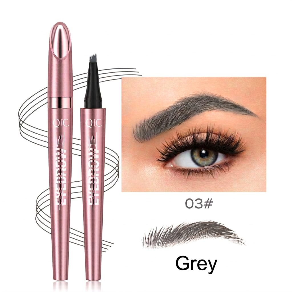 3D Natural-Looking Brow Pen – Waterproof 4-Tip Eyebrow Pencil