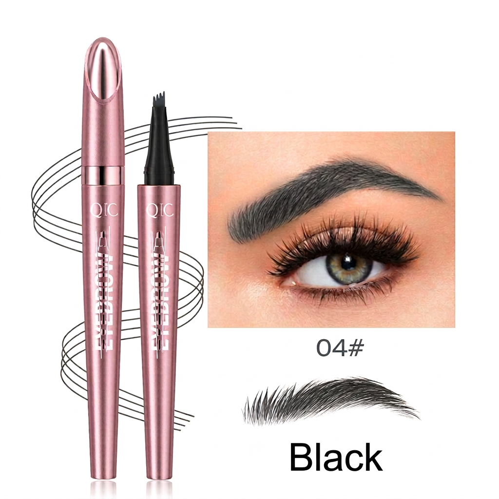 3D Natural-Looking Brow Pen – Waterproof 4-Tip Eyebrow Pencil