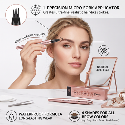 3D Natural-Looking Brow Pen – Waterproof 4-Tip Eyebrow Pencil