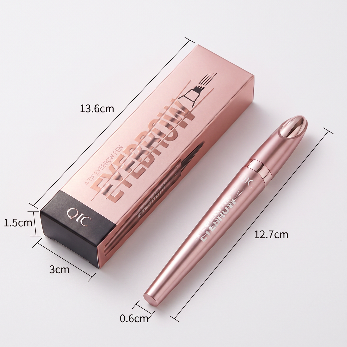 3D Natural-Looking Brow Pen – Waterproof 4-Tip Eyebrow Pencil