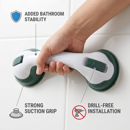 Heavy-Duty Suction Cup Safety Grab Bar – Anti-Slip Bathroom Support Handle