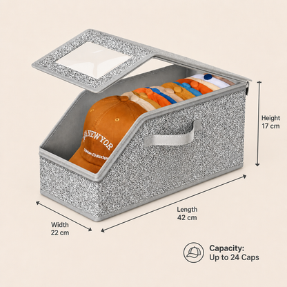Stackable Baseball Cap Storage Box – Holds Up to 24 Hats