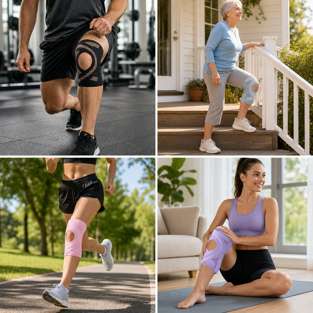 Adjustable Cross-Strap Compression Knee Brace for Sports & Joint Support