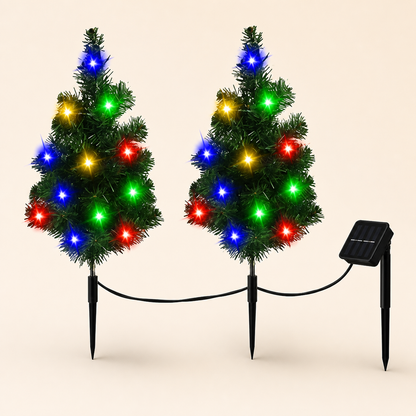Solar Christmas Tree Stake Lights with Multicolor LEDs