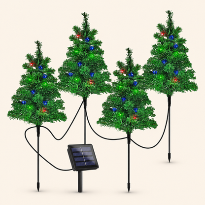 Solar Christmas Tree Stake Lights with Multicolor LEDs