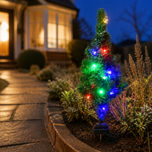 Solar Christmas Tree Stake Lights with Multicolor LEDs