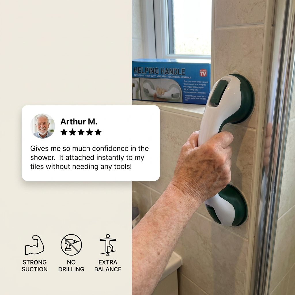 Heavy-Duty Suction Cup Safety Grab Bar – Anti-Slip Bathroom Support Handle