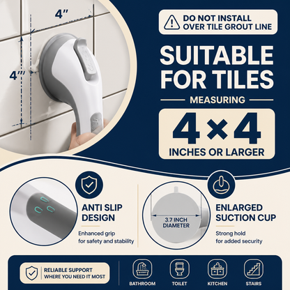 Heavy-Duty Suction Cup Safety Grab Bar – Anti-Slip Bathroom Support Handle