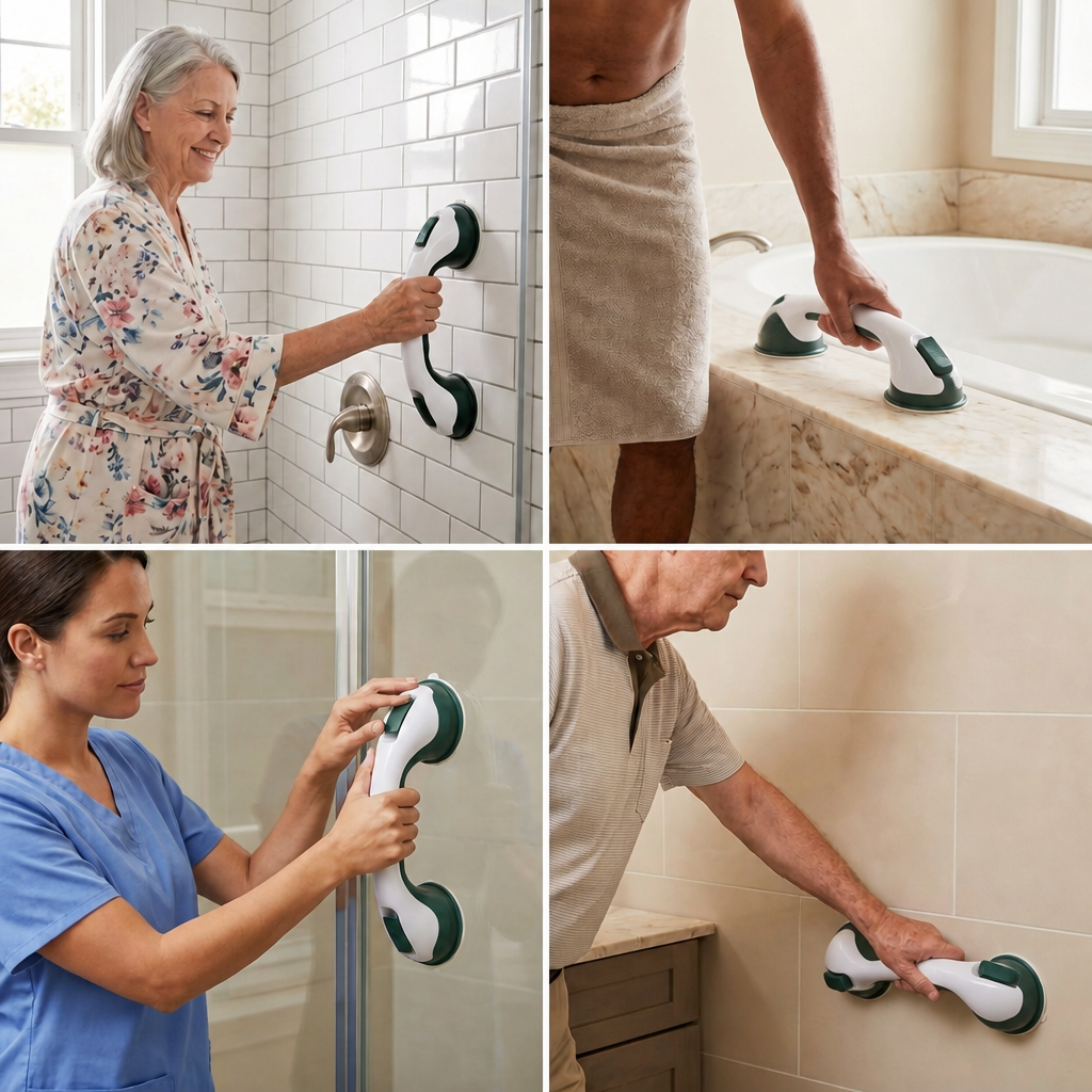Heavy-Duty Suction Cup Safety Grab Bar – Anti-Slip Bathroom Support Handle