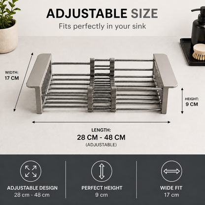Adjustable Over-the-Sink Dish Drying Rack & Produce Drainer